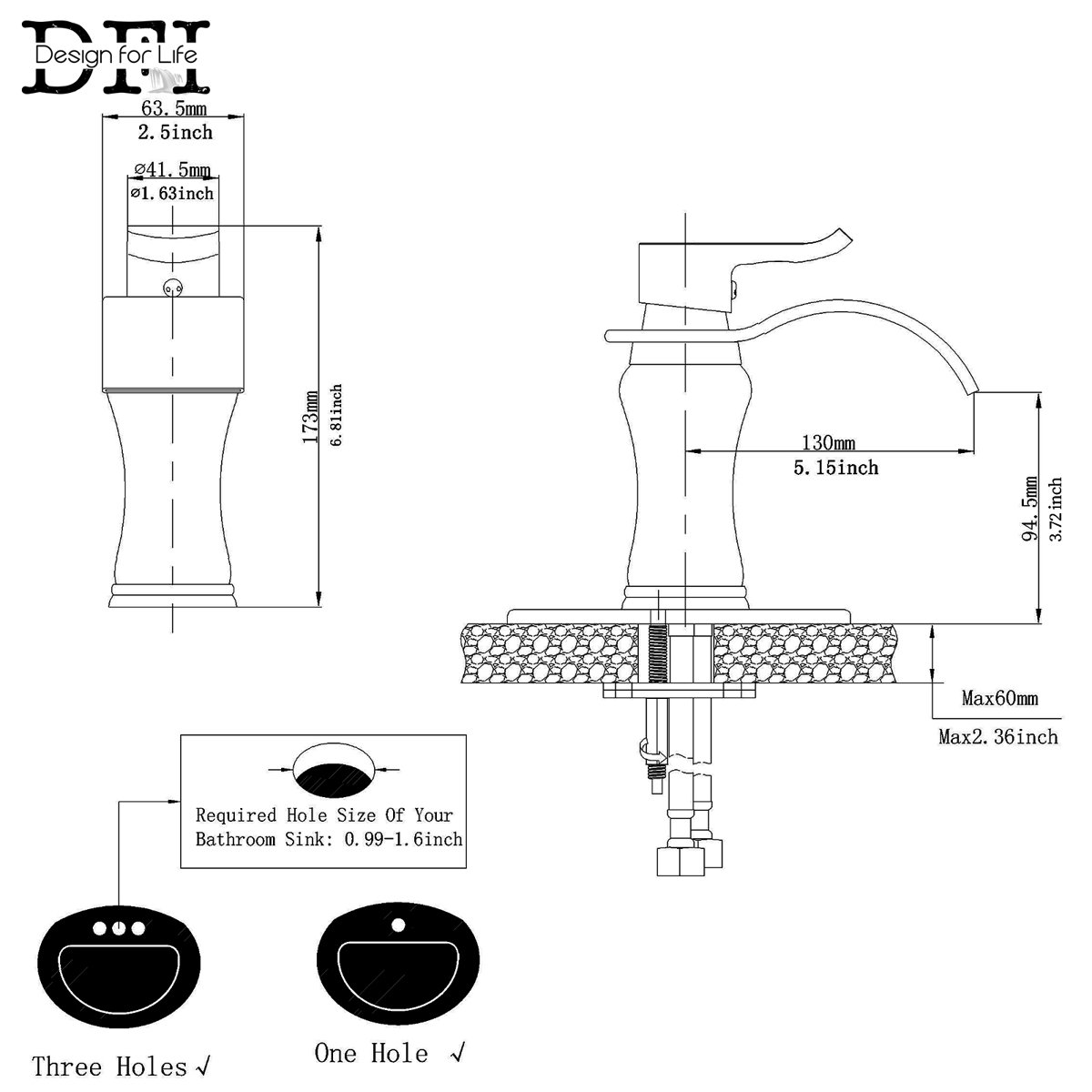 Aquafaucet DFI Single Hole Bathroom Faucet & Reviews Wayfair